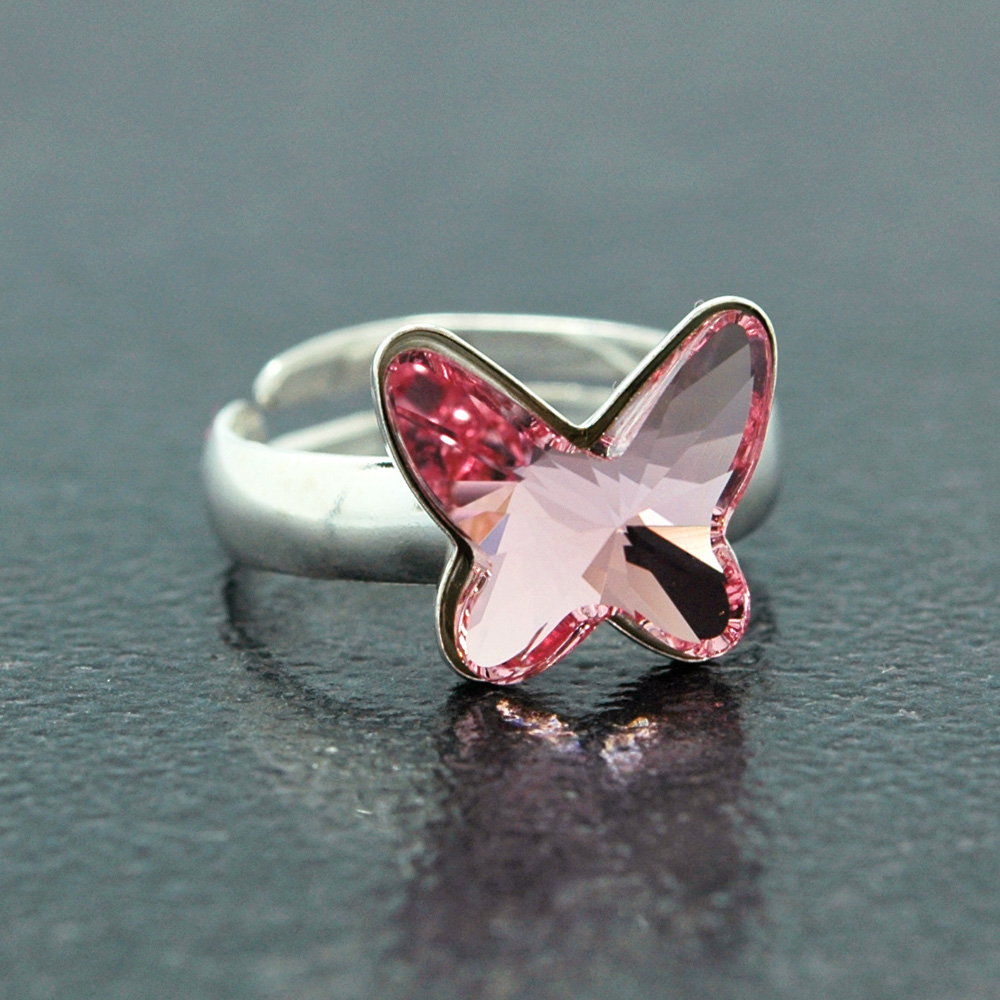 Boucle d'oreille papillon rose claire en argent