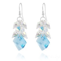 Boucles d'Oreilles Cosmic Grapes en Argent et Cristal Bleu