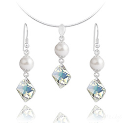 Parure Cosmic Pearl en Argent et Cristal Aurore Borale