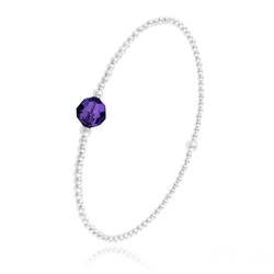 Bracelet en Cristal et Argent Bracelet lastique en Argent et Perle de Cristal Purple Velvet