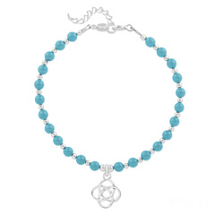 Bracelet en Cristal et Argent Bracelet Noeud Infini en Argent et Perle de Cristal Nacre Turquoise