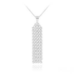 Collier Mesh 4 Rangs en Argent et Cristal Blanc