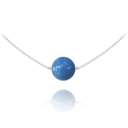 Collier Ras de Cou en Argent Perle de Cristal Nacr 10mm Lapis