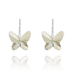 Boucles d'Oreilles en Cristal et Argent Boucles d'Oreilles Papillon 8mm en Argent et Cristal Silver Shade