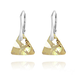 Boucles d'Oreilles en Cristal et Argent Boucles d'Oreilles Triangle 16mm en Argent et Cristal Champagne