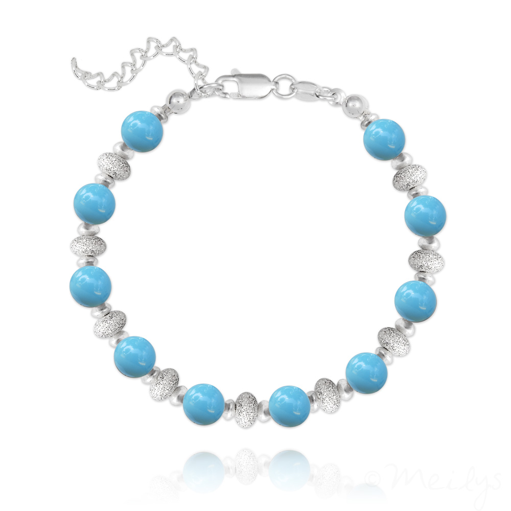 Bracelet Oeil nacre, turquoise, Argent 925