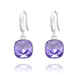 Boucles d'Oreilles Cushion Cut Light 10mm En Argent et Cristal Tanzanite