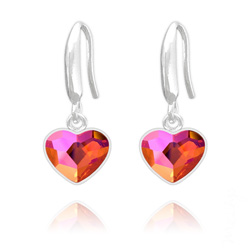 Boucles d'Oreilles en Cristal et Argent Boucles d'Oreilles Coeur 10mm en Argent et Cristal  Astral Pink