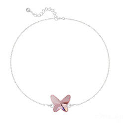 Bracelet Papillon en Argent et Cristal Light Rose