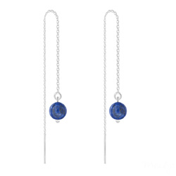 Chanes d'Oreilles en Argent et Pierres Naturelles 6MM - Lapis Lazuli