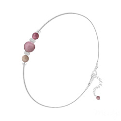 Bracelet en Pierre Naturelle Bracelet 3 Perles Rondes 4mm/6mm en Argent et Pierres Naturelles - Rhodonite