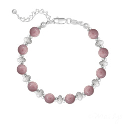 Bracelet en Pierre Naturelle Bracelet 10 Perles Rondes 6MM en Argent et Pierres Naturelles - Rhodonite