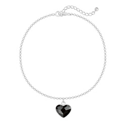 Bracelet Coeur 10mm en Argent et Cristal Jet (Noir)