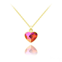 Collier Mini Coeur 10mm en Argent Plaqu Or Jaune et Cristal Astral Pink