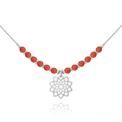 Collier Ras de Cou Flora en Acier et Pierre Naturelle 4mm - Agate Rouge