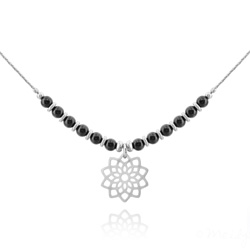 Collier Ras de Cou Flora en Acier et Pierre Naturelle 4mm - Onyx