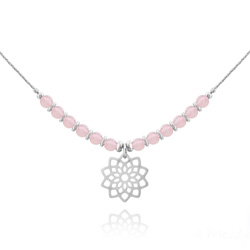 Collier Ras de Cou Flora en Acier et Pierre Naturelle 4mm - Quartz Rose