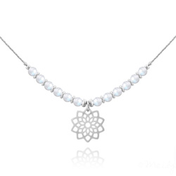 Collier Ras de Cou Flora en Acier et Pierre Naturelle 4mm - Pierre de Lune