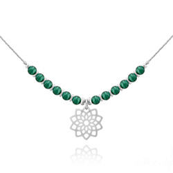 Collier Ras de Cou Flora en Acier et Pierre Naturelle 4mm - Malachite