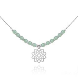 Collier Ras de Cou Flora en Acier et Pierre Naturelle 4mm - Aventurine