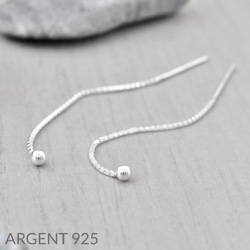 Chanes d'Oreilles en Argent Maille Vnitienne / Boule 3mm