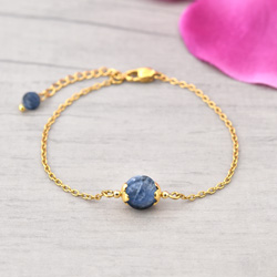 Bracelet Amaryllis en Acier Dor et Pierres Naturelles 8mm - Sodalite