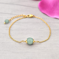 Bracelet Amaryllis en Acier Dor et Pierres Naturelles 8mm - Aventurine