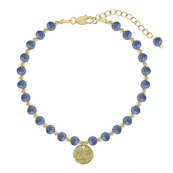 Bracelet Jenna en Acier Dor et Pierres Naturelles 4mm - Sodalite