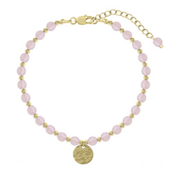 Bracelet Jenna en Acier Dor et Pierres Naturelles 4mm - Quartz Rose