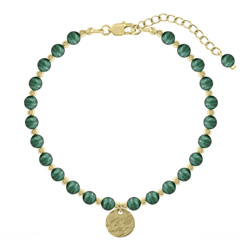 Bracelet Jenna en Acier Dor et Pierres Naturelles 4mm - Malachite