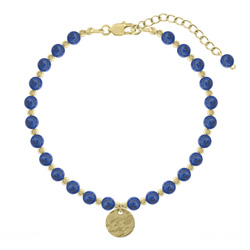 Bracelet Jenna en Acier Dor et Pierres Naturelles 4mm - Lapis Lazuli