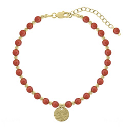 Bracelet Jenna en Acier Dor et Pierres Naturelles 4mm - Agate Rouge