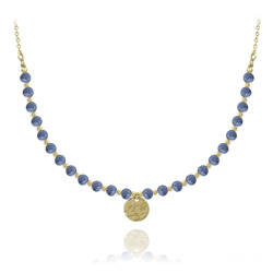 Collier Jenna en Acier Dor et Pierres Naturelles 4mm - Sodalite