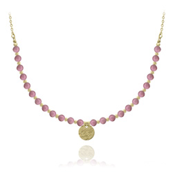 Collier en Pierre Naturelle Collier Jenna en Acier Dor et Pierres Naturelles 4mm - Rhodonite