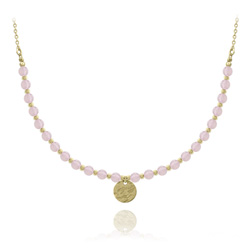 Collier en Pierre Naturelle Collier Jenna en Acier Dor et Pierres Naturelles 4mm - Quartz Rose