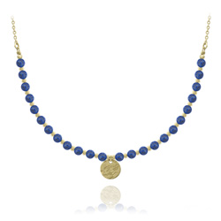 Collier en Pierre Naturelle Collier Jenna en Acier Dor et Pierres Naturelles 4mm - Lapis Lazuli