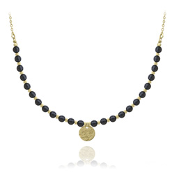 Collier en Pierre Naturelle Collier Jenna en Acier Dor et Pierres Naturelles 4mm - Onyx