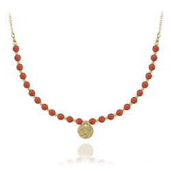 Collier Jenna en Acier Dor et Pierres Naturelles 4mm - Agate Rouge