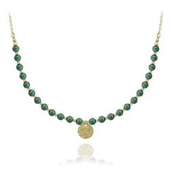 Collier Jenna en Acier Dor et Pierres Naturelles 4mm - Malachite