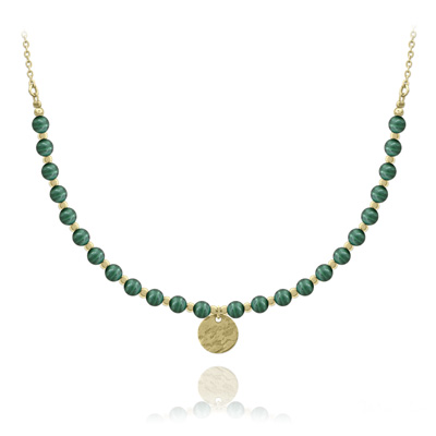 Collier en Pierre Naturelle Collier Jenna en Acier Dor et Pierres Naturelles 4mm - Malachite