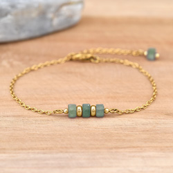 Bracelet en Pierre Naturelle Bracelet Nora en Acier Dor et Pierres Naturelles Heishi 4mm - Aventurine