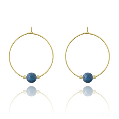 Boucles d'Oreilles en Pierre Naturelle Croles 25MM Elanor en Acier Dor et Pierres Naturelles 6mm - Apatite