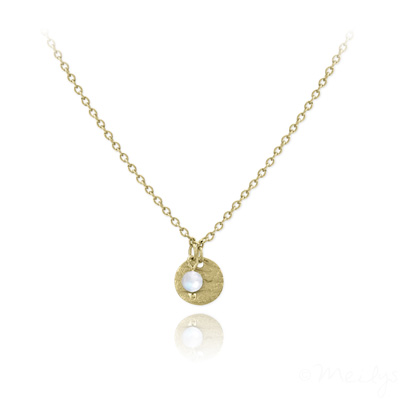 Collier en Pierre Naturelle Collier Jenna Minimaliste en Acier Dor et Pierre Naturelle 4mm - Pierre de Lune