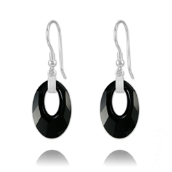 Boucles d'oreilles Helios en Argent et Cristal Noir