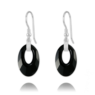 Boucles d'Oreilles en Cristal et Argent Boucles d'oreilles Helios en Argent et Cristal Noir