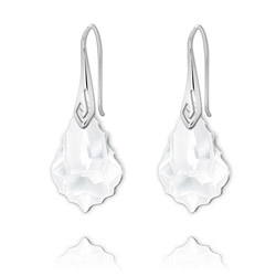 Boucles d'Oreilles en Cristal et Argent Boucles d'Oreilles Baroque 22mm en Argent et Cristal Blanc