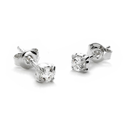 Boucles d'Oreilles en Argent ornes de diamants CZ 3MM Blanc