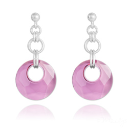 Boucles d'Oreilles en Cristal et Argent Boucles d'Oreilles Victory en Argent et Cristal Antique Pink