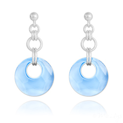 Boucles d'Oreilles en Cristal et Argent Boucles d'Oreilles Victory en Argent et Cristal Bleu